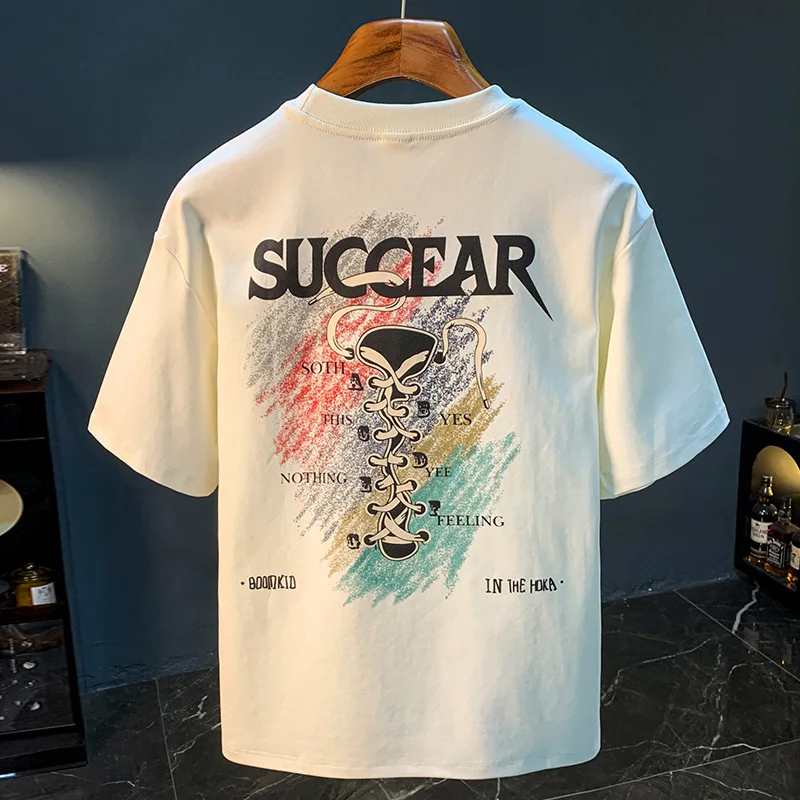 Printed short sleeved T-shirt for men in summer plus size, loose and trendy, ins breathable and elastic round neck clothes
Printed short sleeved T-shirt for men in summer plus size, loose and trendy, ins breathable and elastic round neck clothes