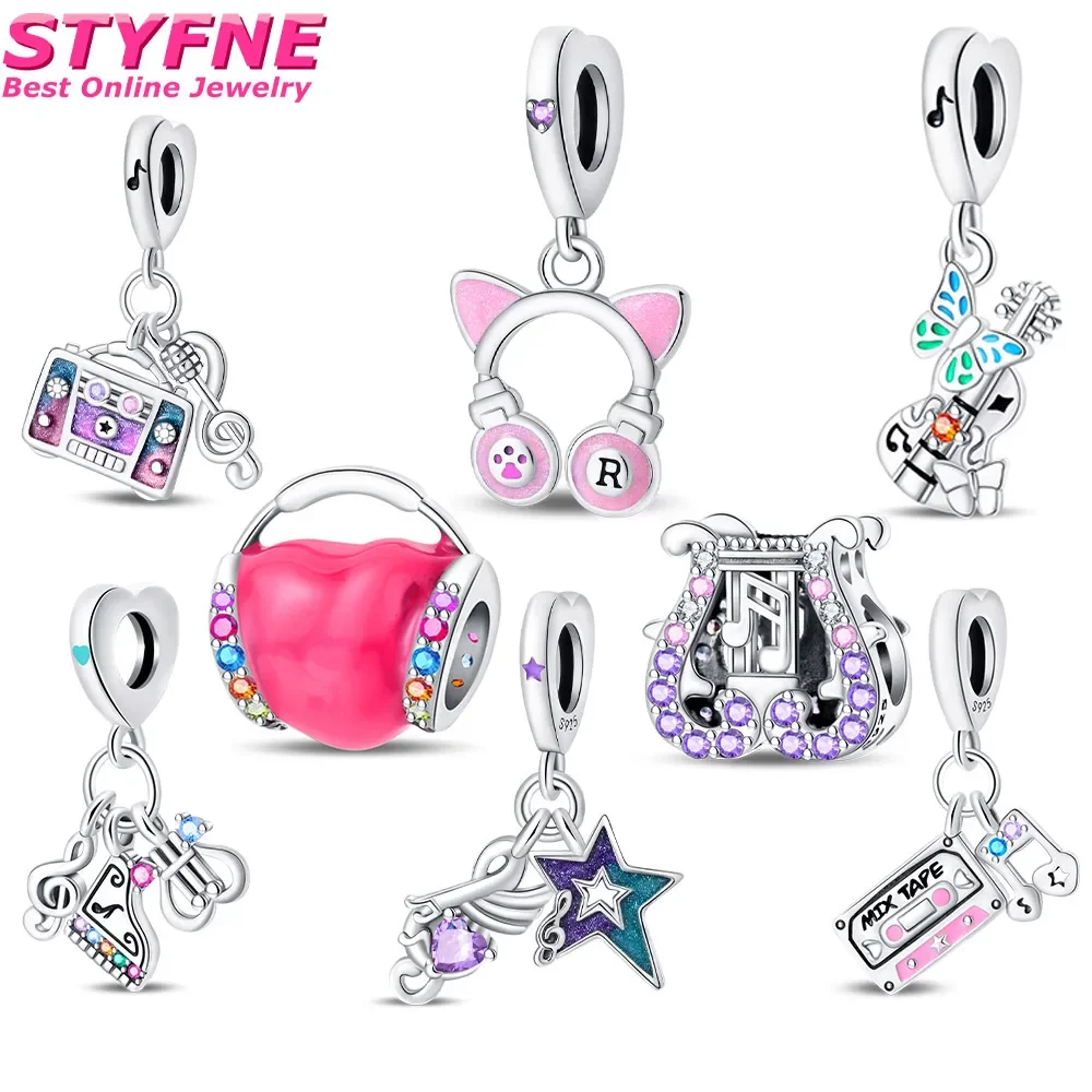Original 925 Sterling Silver Music Box Earphone Guitar Radio Beads Charms Fit Bracelets Necklaces Fine Jewelry for Women Girls
Original 925 Sterling Silver Music Box Earphone Guitar Radio Beads Charms Fit Bracelets Necklaces Fine Jewelry for Women Girls