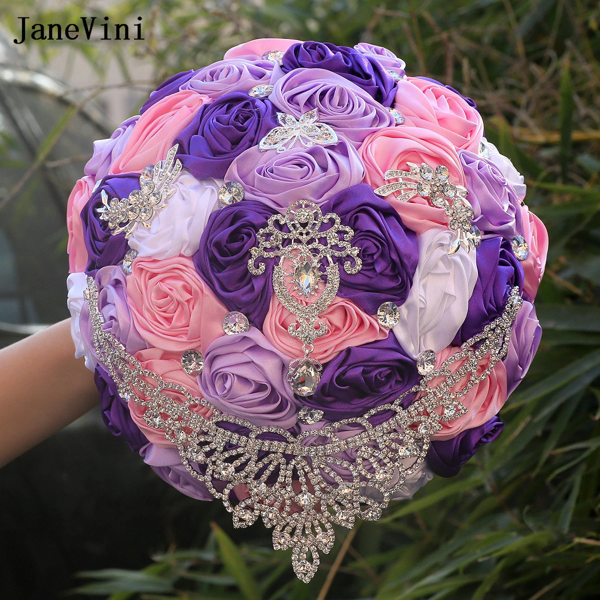 JaneVini Luxury Silver Crystals Wedding Bouquets Flowers Pink Purple Bridal Bouquets Artificial Satin Roses Wedding Prom Pageant
JaneVini Luxury Silver Crystals Wedding Bouquets Flowers Pink Purple Bridal Bouquets Artificial Satin Roses Wedding Prom Pageant