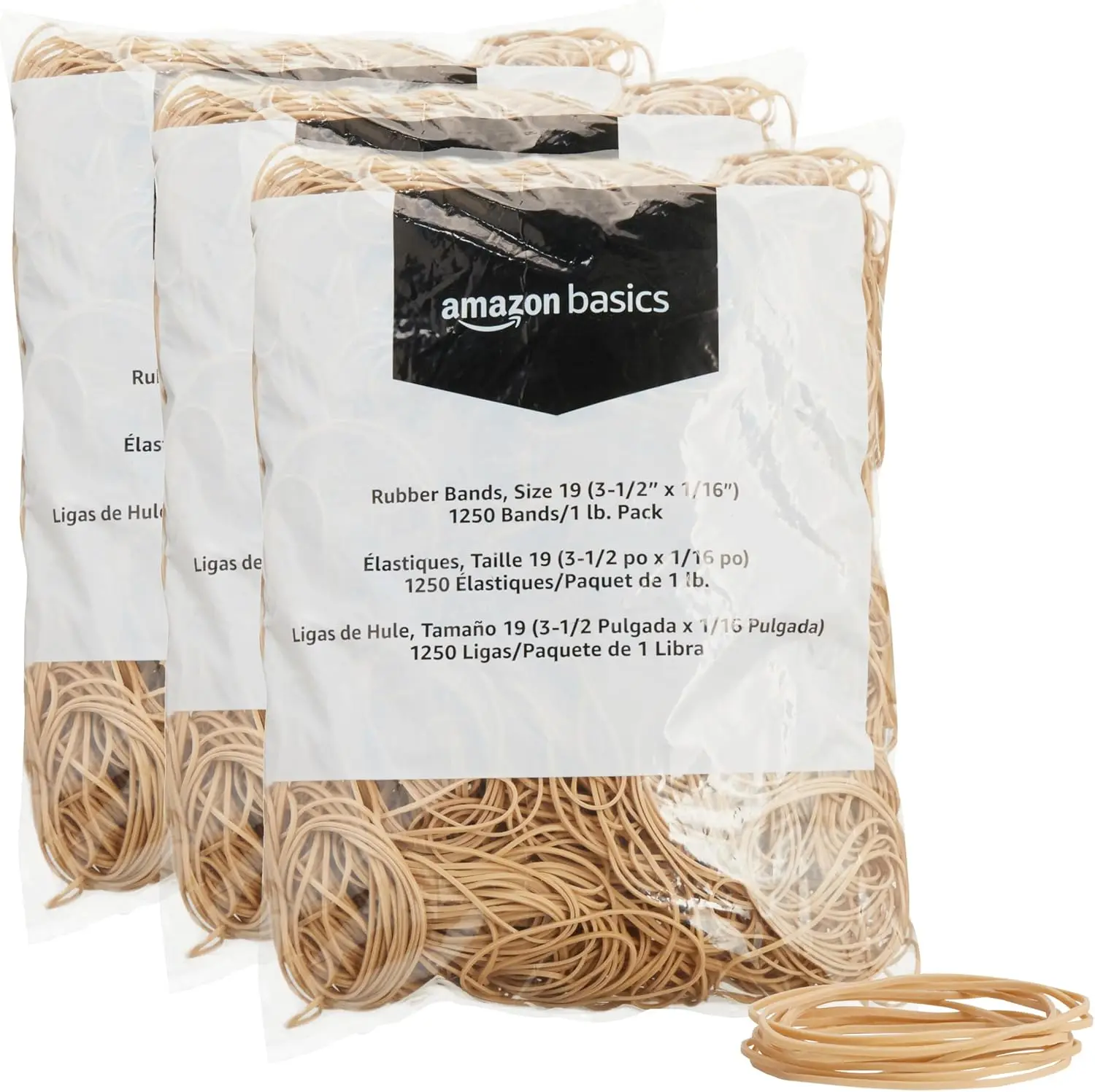 Rubber Bands for Office Supplies, Size 19 (3-1/2 x 1/16 Inch), Stretchy, 1250 Bands per Pound, 3-Pack, Tan
Rubber Bands for Office Supplies, Size 19 (3-1/2 x 1/16 Inch), Stretchy, 1250 Bands per Pound, 3-Pack, Tan