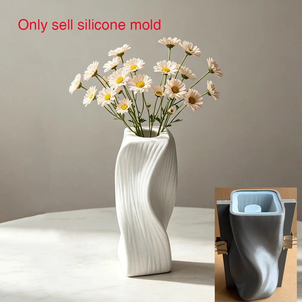 Twisted Ribbed Vase Silicone Mold - DIY Gypsum/Concrete Vase Mould for Home Decor, Minimalist Nordic Style Flower Pot Mold
Twisted Ribbed Vase Silicone Mold - DIY Gypsum/Concrete Vase Mould for Home Decor, Minimalist Nordic Style Flower Pot Mold