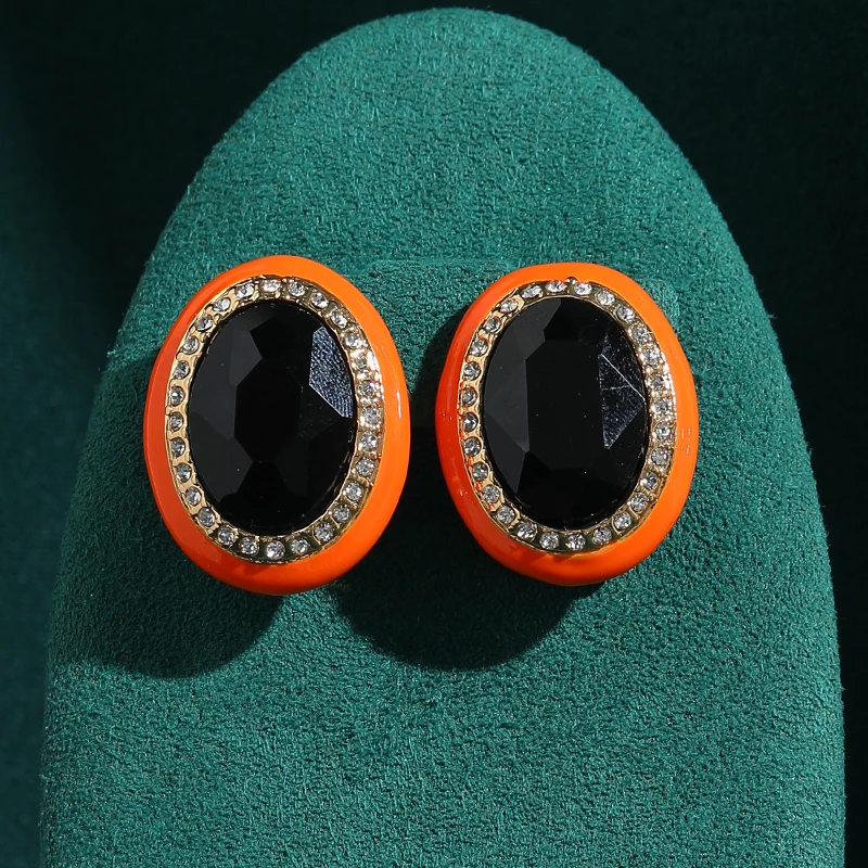Vintage Oval Stud Earring Orange Black Stone Rhinestone Antique Gold Color Quality Luxury Jewelry Designer Valentine Day Gift
Vintage Oval Stud Earring Orange Black Stone Rhinestone Antique Gold Color Quality Luxury Jewelry Designer Valentine Day Gift