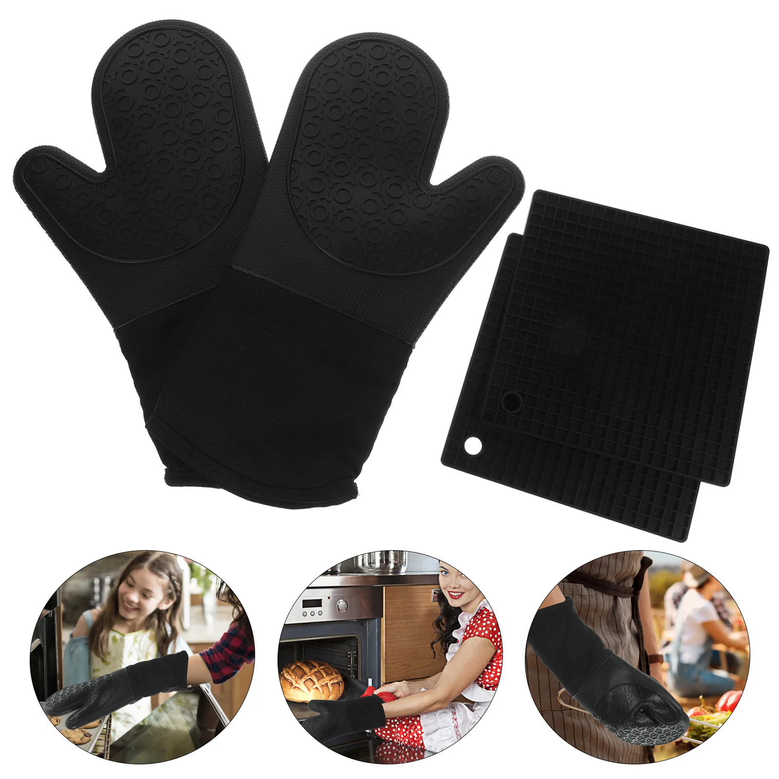 2 set Silicone Heat Insulated Pad Non-Slip Grid Mat For Oven Microwave Baking Cooking Anti-Scald Mitts Kitchen Glove Kit
2 set Silicone Heat Insulated Pad Non-Slip Grid Mat For Oven Microwave Baking Cooking Anti-Scald Mitts Kitchen Glove Kit