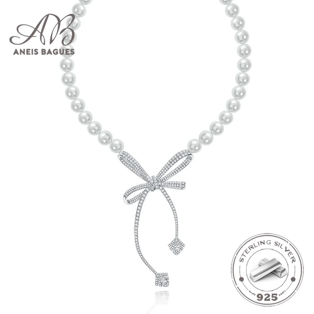 Aneis Bagues 925 Sterling Silver Luxury Vintage Bow Shape 7mm Pearl Strand Pendant Necklace For Women Wedding Jewelry Fine
Aneis Bagues 925 Sterling Silver Luxury Vintage Bow Shape 7mm Pearl Strand Pendant Necklace For Women Wedding Jewelry Fine