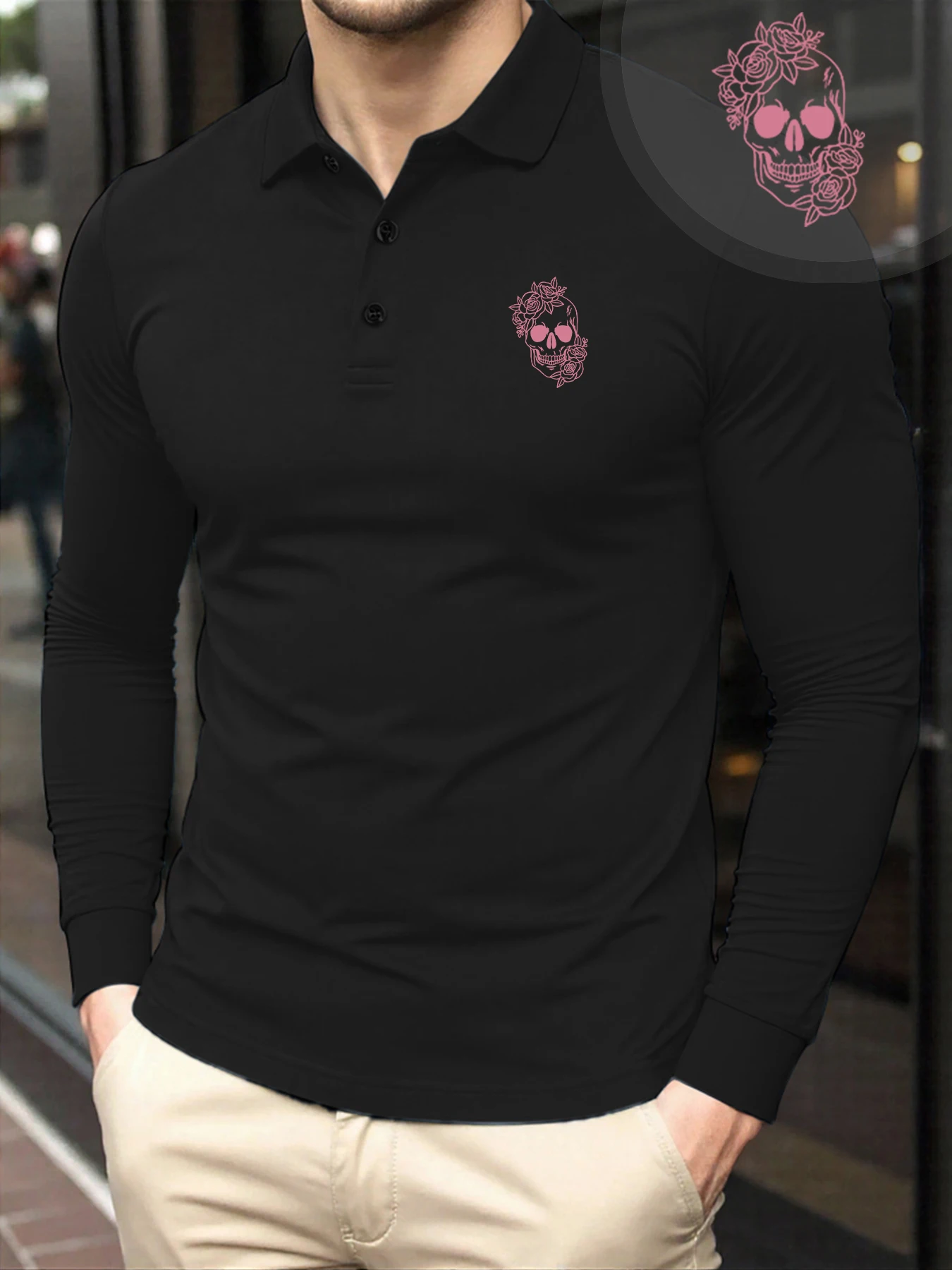 Pink Rose Skull Prints T Shirts Men Breathable Soft Polo Shirt Autumn Hip Hop Clothing Casual Turn-Down Collar Male Long Sleeve
Pink Rose Skull Prints T Shirts Men Breathable Soft Polo Shirt Autumn Hip Hop Clothing Casual Turn-Down Collar Male Long Sleeve