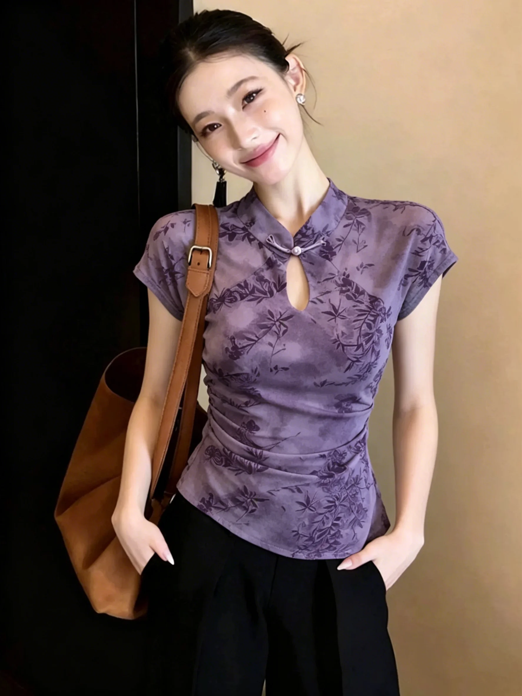 New Chinese Style Beautiful Purple Waist-Cinching Shirt Women's Summer Cool Feeling Improved Bamboo Print Asymmetri...
New Chinese Style Beautiful Purple Waist-Cinching Shirt Women's Summer Cool Feeling Improved Bamboo Print Asymmetri...