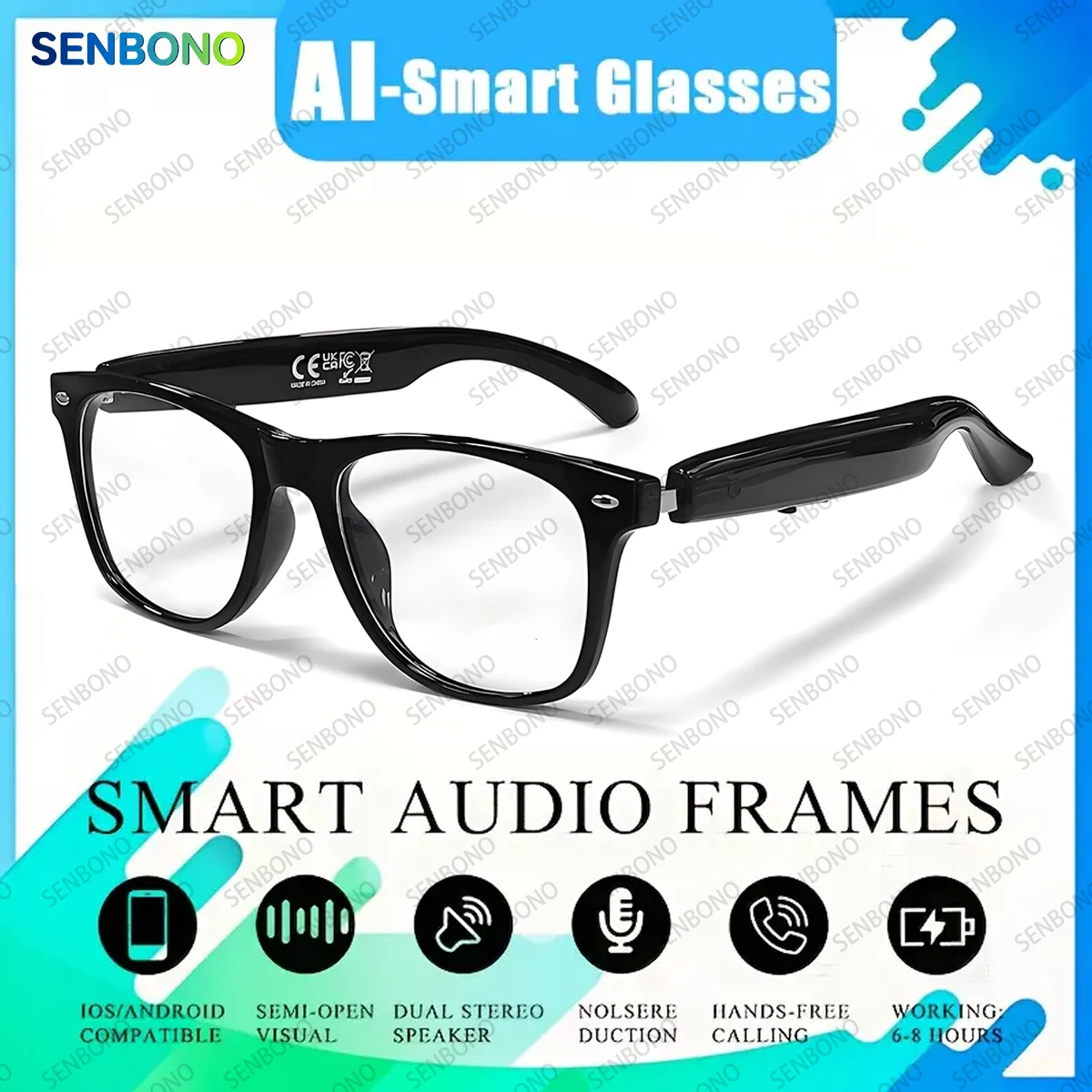 SENBONO New Smart Glasses for Men Women Bluetooth Call AI Translation Music Control Volume Control Sunglasses Anti-blue Light
SENBONO New Smart Glasses for Men Women Bluetooth Call AI Translation Music Control Volume Control Sunglasses Anti-blue Light