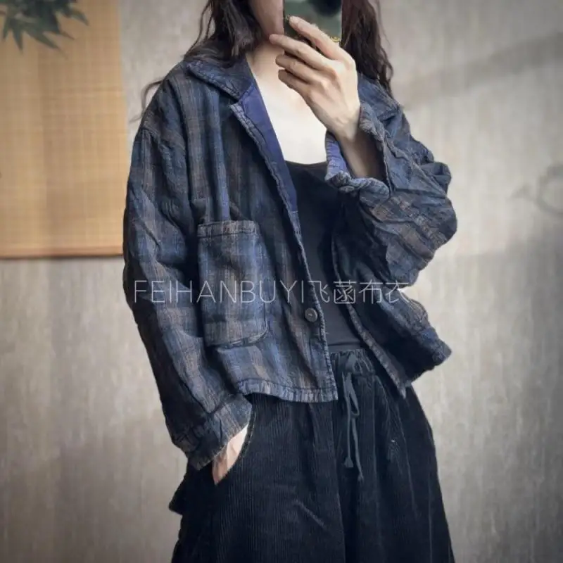 Autumn Winter Style Women Long Sleeve Loose Short Coats Single Pocket Thicken Warm Cotton Plaid Vintage Jackets High Quality
Autumn Winter Style Women Long Sleeve Loose Short Coats Single Pocket Thicken Warm Cotton Plaid Vintage Jackets High Quality