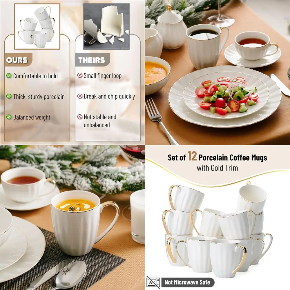 Фарфоровые кофейные кружки с позолоченной оправой, набор из 12 штук, 12 унций, идеально подходят для рождественских подарков
Фарфоровые кофейные кружки с позолоченной оправой, набор из 12 штук, 12 унций, идеально подходят для рождественских подарков