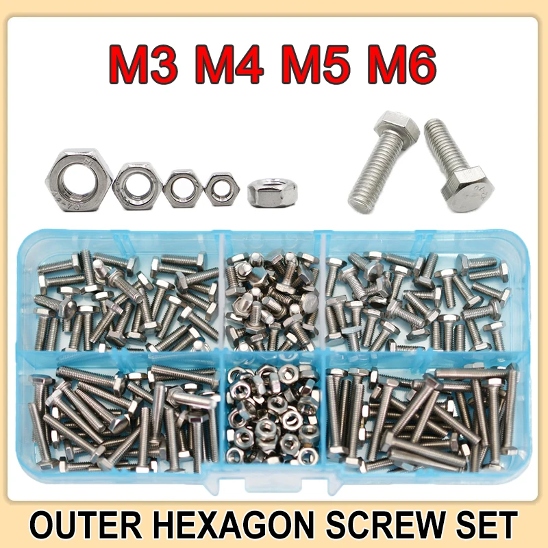 M3 M4 M5 M6 Bolt and Nut Set 304 Stainless Steel Hex Head Screw Corrosion-Resistant Hexagon Bolt for Industrial and Metalworking
M3 M4 M5 M6 Bolt and Nut Set 304 Stainless Steel Hex Head Screw Corrosion-Resistant Hexagon Bolt for Industrial and Metalworking
