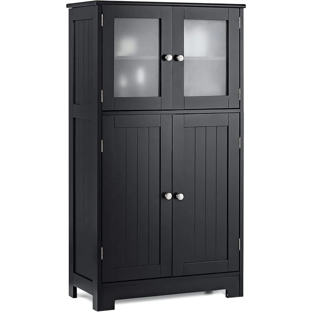 Bathroom Floor Cabinet, Freestanding Storage Cabinet with Glass Doors, Wood Kitchen Cupboard with Adjustable Shelf
Bathroom Floor Cabinet, Freestanding Storage Cabinet with Glass Doors, Wood Kitchen Cupboard with Adjustable Shelf
