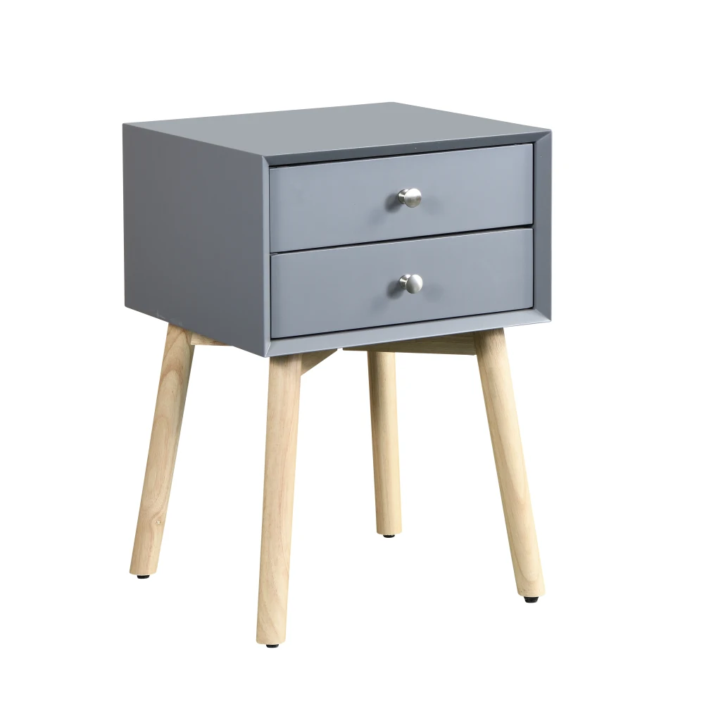 Side Table Bedside Table with 2 Drawers and Rubber Wood Legs Mid-Century Modern Storage Cabinet for Bedroom Living Room Gray
Side Table Bedside Table with 2 Drawers and Rubber Wood Legs Mid-Century Modern Storage Cabinet for Bedroom Living Room Gray