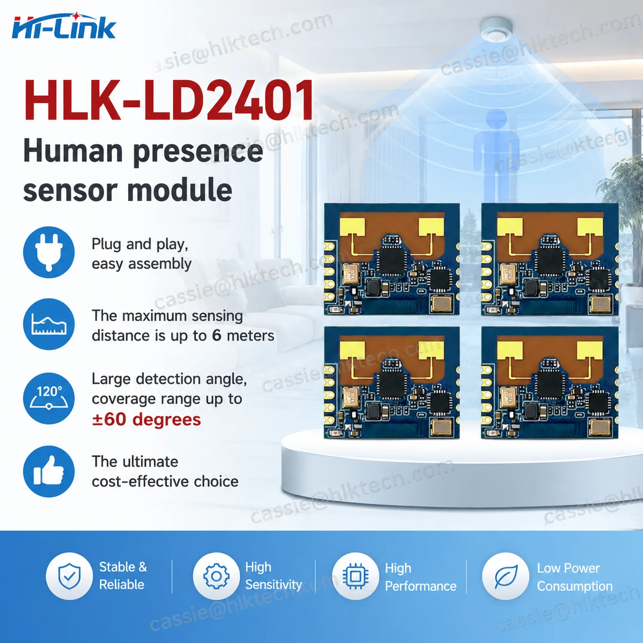 Hi-Link 6m 100pcs/lot HLK-LD2401 human presence radar sensing module 24GHz ISM bandmillimeter wave radar sensor support Bluetoot
Hi-Link 6m 100pcs/lot HLK-LD2401 human presence radar sensing module 24GHz ISM bandmillimeter wave radar sensor support Bluetoot