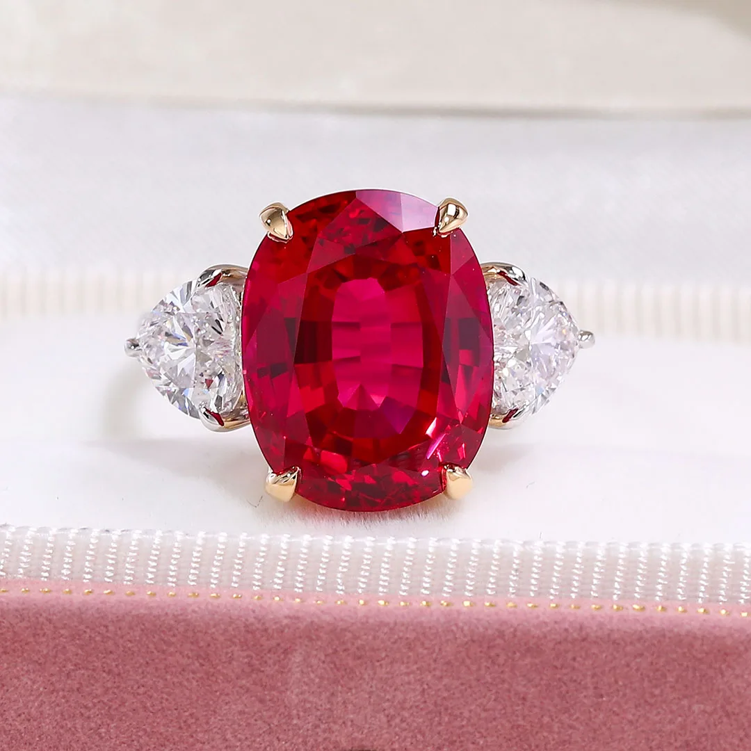 Provence 18K/14K/10K Solid Gold Elongated Cushion Pigeon Blood Ruby With Heart Moissanite Huge Main stone Ring Customized Gift
Provence 18K/14K/10K Solid Gold Elongated Cushion Pigeon Blood Ruby With Heart Moissanite Huge Main stone Ring Customized Gift