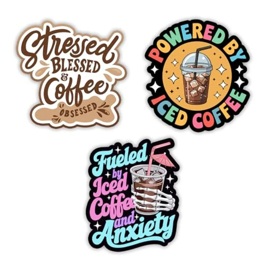 Set 3Pcs Stressed Blessed and Coffee Obsessed, Powered Iced, Fueled by Iced Coffee and Anxiety Sticker C*ffee Lover Stressed Fu
Set 3Pcs Stressed Blessed and Coffee Obsessed, Powered Iced, Fueled by Iced Coffee and Anxiety Sticker C*ffee Lover Stressed Fu