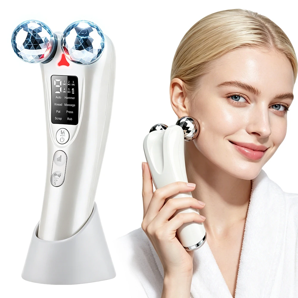 Facial Roller Massager 8 EMS Modes 5 Vibration Red Light 360 Rotating Rollers Eye Area Face Lifting with LED Display Base
Facial Roller Massager 8 EMS Modes 5 Vibration Red Light 360 Rotating Rollers Eye Area Face Lifting with LED Display Base