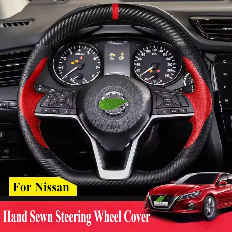 For Nissan Sylphy Altima X-Trail Qashqai Tiida Kicks Murano Patrol Hand Sewn Steering Wheel Cover Car Interior Accessories 
For Nissan Sylphy Altima X-Trail Qashqai Tiida Kicks Murano Patrol Hand Sewn Steering Wheel Cover Car Interior Accessories