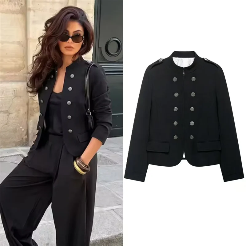 2026 Summer New Women's Coat Black Long Sleeve with Shoulder Pads Double-Breasted Decorative Slim Fit Coat Stylish Personality
2026 Summer New Women's Coat Black Long Sleeve with Shoulder Pads Double-Breasted Decorative Slim Fit Coat Stylish Personality