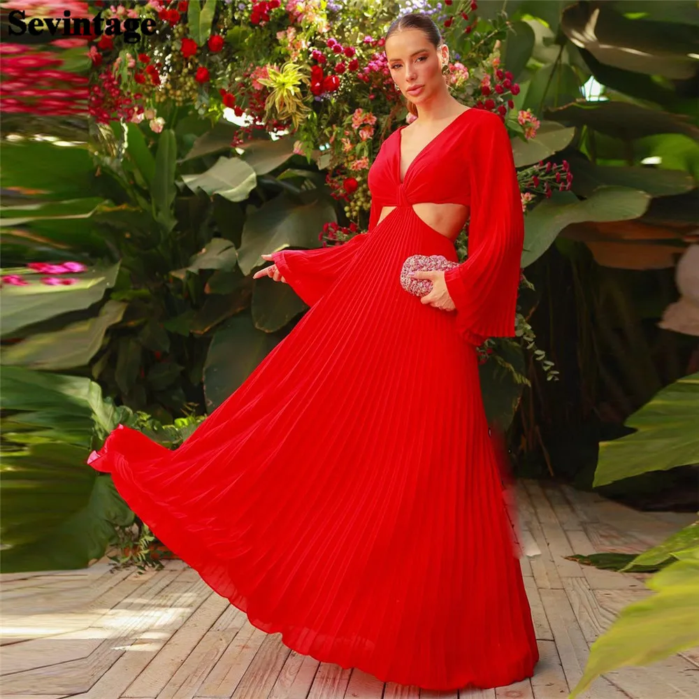 Sevintage Sexy Red Chiffon Evening Dresses V-Neck Pleated Corset Back Cocktail Grown Simple A-Line Prom Dresses for women 2023
Sevintage Sexy Red Chiffon Evening Dresses V-Neck Pleated Corset Back Cocktail Grown Simple A-Line Prom Dresses for women 2023