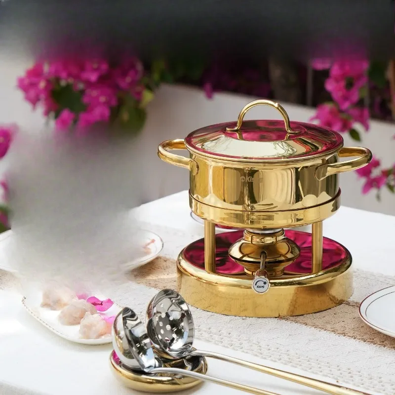 Golden hot pot inflatable one-person small fire boiler, special for commercial small hot pot in clubhouse hotels
Golden hot pot inflatable one-person small fire boiler, special for commercial small hot pot in clubhouse hotels