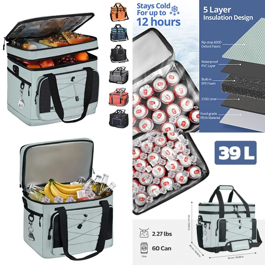 Portable Collapsible Soft Cooler Bag // s Double-Deck Leakproof Ice Chest for Beach, Camping and Grocery
Portable Collapsible Soft Cooler Bag // s Double-Deck Leakproof Ice Chest for Beach, Camping and Grocery