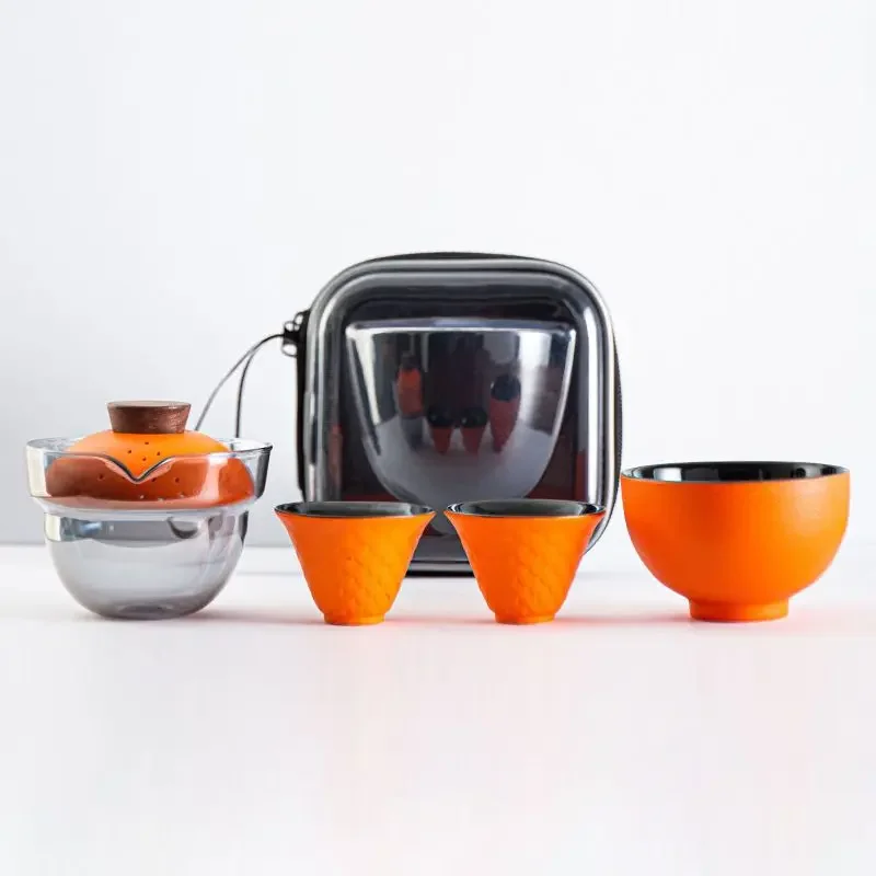 Travel tea set Portable bag coarse pottery quick cup a pot of three cups glass teapot outdoor portable tea infuser
Travel tea set Portable bag coarse pottery quick cup a pot of three cups glass teapot outdoor portable tea infuser