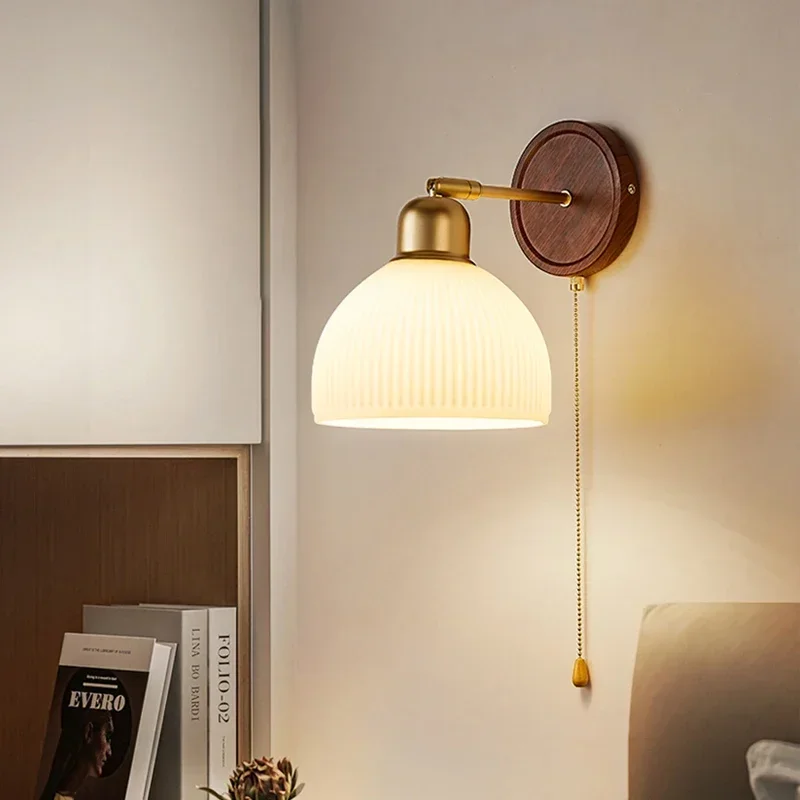 Nordic Glass Wall Lamp for Living Room Bedroom Bedside Aisle Wood Color Wall Light With Pull Switch Homestay Art Decorative E27
Nordic Glass Wall Lamp for Living Room Bedroom Bedside Aisle Wood Color Wall Light With Pull Switch Homestay Art Decorative E27