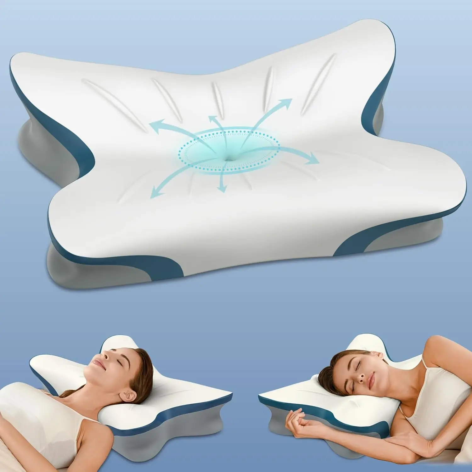 Ergonomic Cervical Pillow for Neck Pain Relief - Cooling Memory Foam Pillow for Side, Back & Stomach Sleepers
Ergonomic Cervical Pillow for Neck Pain Relief - Cooling Memory Foam Pillow for Side, Back & Stomach Sleepers