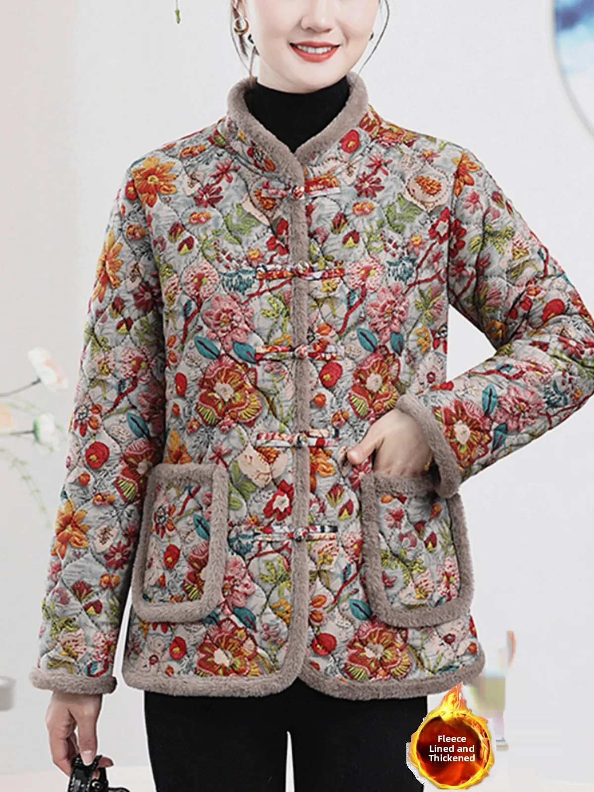 Thiened Fce Lined Retro Button up Women's Cotton Jaet Leopard Print Floral Embroidery Winter Warm Ethnic Sle Coat
Thiened Fce Lined Retro Button up Women's Cotton Jaet Leopard Print Floral Embroidery Winter Warm Ethnic Sle Coat