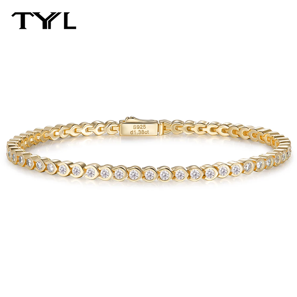 TYYL All 1.8mm Moissanite Tennis Bracelet 925 Silver 18k Gold Plated Round Bezel Diamond Bubble Thin Chain Women's Gifts Jewelry
TYYL All 1.8mm Moissanite Tennis Bracelet 925 Silver 18k Gold Plated Round Bezel Diamond Bubble Thin Chain Women's Gifts Jewelry