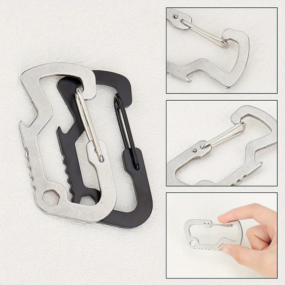 Stainless Steel Keychain Clasp with Bottle Opener & Multi-Tool Carabiner, Rectangle Shape, for Mountaineering, Hiking & Camping
Stainless Steel Keychain Clasp with Bottle Opener & Multi-Tool Carabiner, Rectangle Shape, for Mountaineering, Hiking & Camping