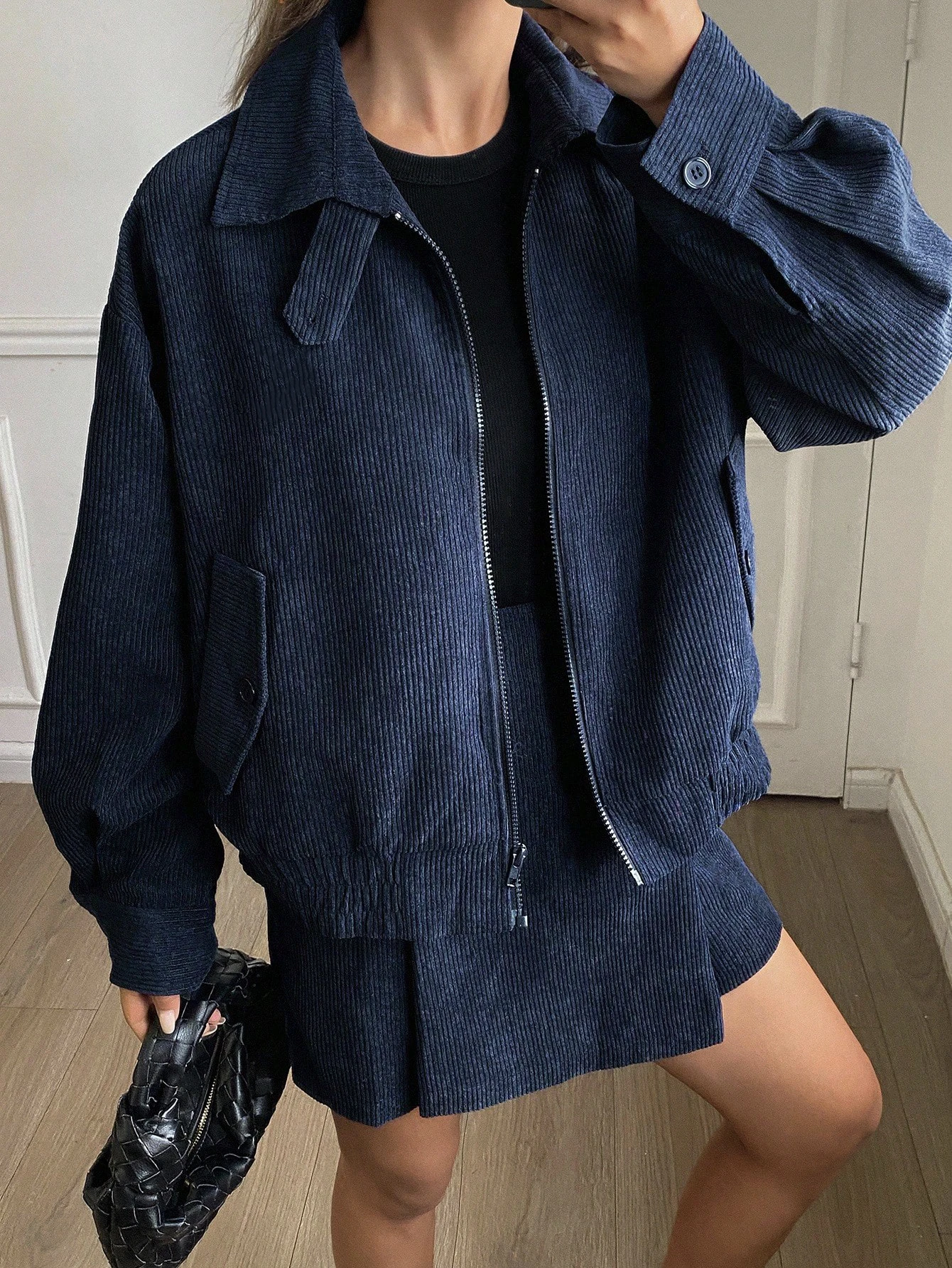 Women's Dark Brown Corduroy Lapel Jacket & Skirt Set, Retro Sweet Cool Style Casual Two-Piece Outfit
Women's Dark Brown Corduroy Lapel Jacket & Skirt Set, Retro Sweet Cool Style Casual Two-Piece Outfit