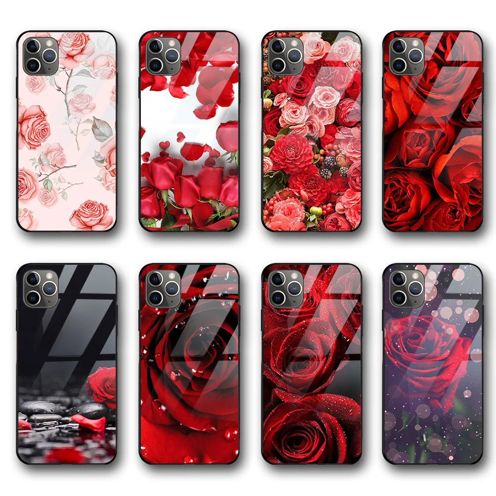 Luxury Funda Case for iphone 12 Case for iphone 12 11 Pro XS Max mini XR X 7 8 6 6s Plus SE 2020 Rose Flower Glass Case
Luxury Funda Case for iphone 12 Case for iphone 12 11 Pro XS Max mini XR X 7 8 6 6s Plus SE 2020 Rose Flower Glass Case