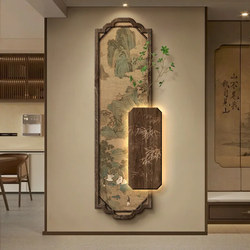New Chinese-style entrance decorative painting Song Dynasty aesthetics, high-end mural lamp hanging at the end of the corridor
New Chinese-style entrance decorative painting Song Dynasty aesthetics, high-end mural lamp hanging at the end of the corridor