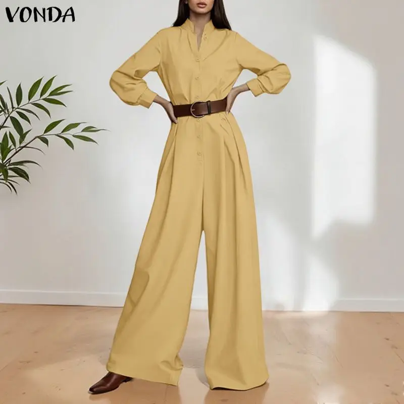 Женские модные длинные комбинезоны ZANZEA 2026: летние, с длинным рукавом, однотонные, повседневные, с воротником-стойкой, свободные, уличный стиль, для работы
Женские модные длинные комбинезоны ZANZEA 2026: летние, с длинным рукавом, однотонные, повседневные, с воротником-стойкой, свободные, уличный стиль, для работы