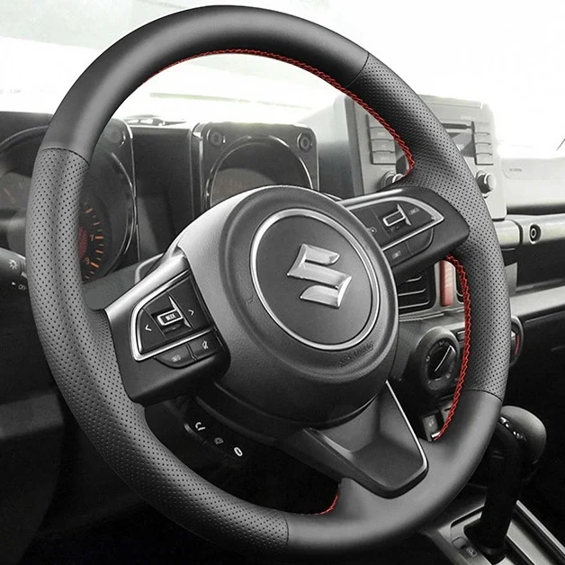 Customized For Suzuki Jimny 2023 DIY Hand Sewning Car Steering Wheel Cover Black Leather Accessories
Customized For Suzuki Jimny 2023 DIY Hand Sewning Car Steering Wheel Cover Black Leather Accessories