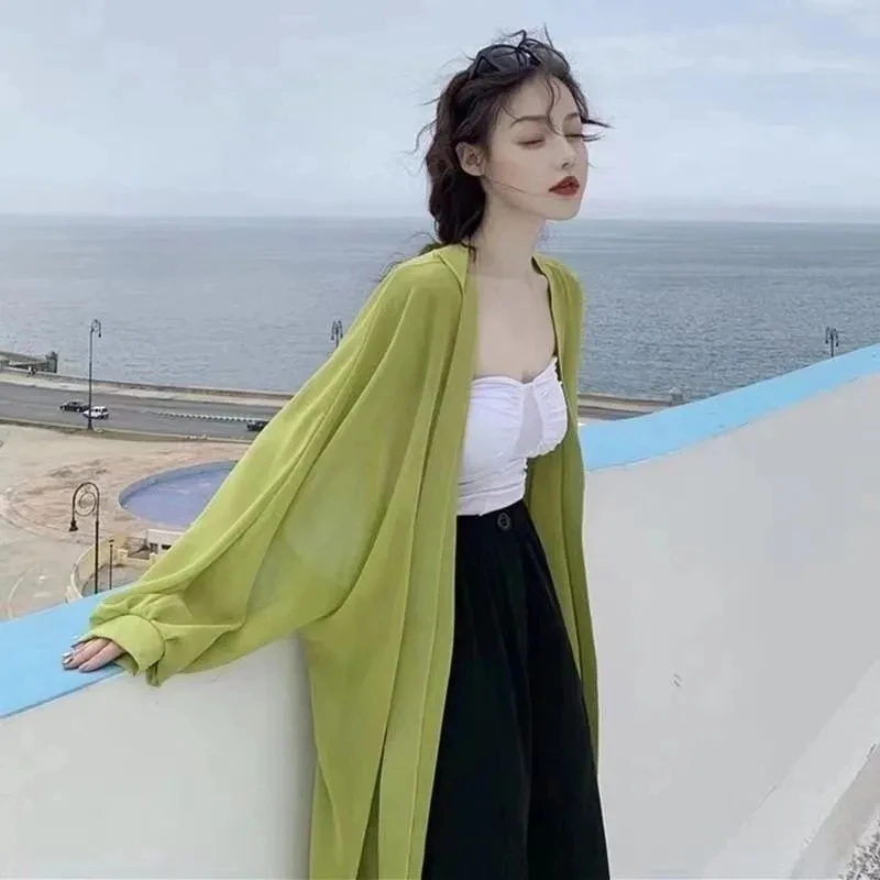 Female Over Mid Length Solid Color Chiffon Sunscreen Clothing Cardigan Blouse Women Loose Fitting Chiffon Sunscreen Clothing Top
Female Over Mid Length Solid Color Chiffon Sunscreen Clothing Cardigan Blouse Women Loose Fitting Chiffon Sunscreen Clothing Top