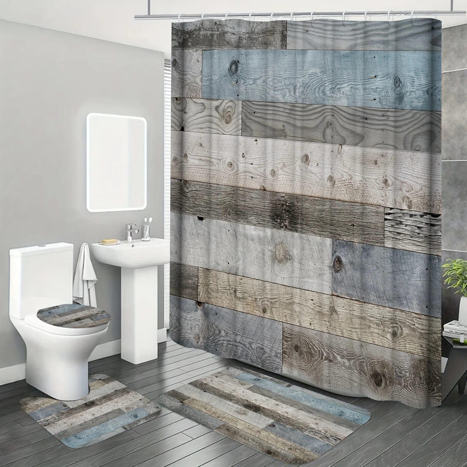 Rustic Wood Plank Bathroom Four-Piece Set, Soft and Stylish Bath Accessories with a Vintage Charm Design
Rustic Wood Plank Bathroom Four-Piece Set, Soft and Stylish Bath Accessories with a Vintage Charm Design