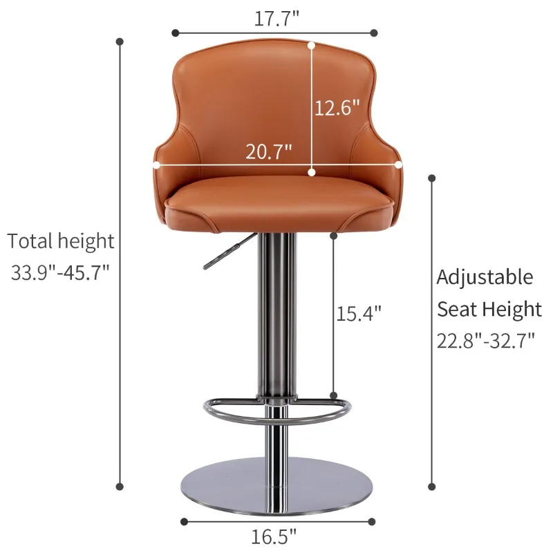 Swivel Adjustable Height Black Titanium Stainless Steel High Grade Modern Leather Bar Chair with Backrest Brown 1pc for Kitchen
Swivel Adjustable Height Black Titanium Stainless Steel High Grade Modern Leather Bar Chair with Backrest Brown 1pc for Kitchen