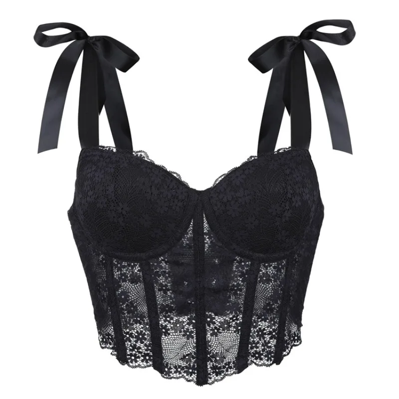 Women's Vintage Floral Lace Corset Top, Boned Bustier with Satin Ribbon Straps & Lace-Up Back, Retro V-Hem Cami
Women's Vintage Floral Lace Corset Top, Boned Bustier with Satin Ribbon Straps & Lace-Up Back, Retro V-Hem Cami