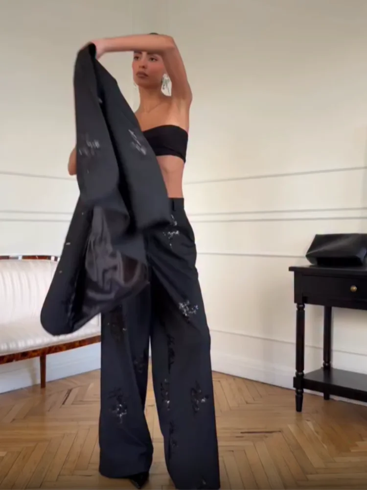 Женский брючный комплект с блестками, элегантный лоскутный пиджак с лацканами и длинными рукавами, длинный прямой брючный костюм, женский костюм 2026, новая весенняя женская верхняя одежда
Женский брючный комплект с блестками, элегантный лоскутный пиджак с лацканами и длинными рукавами, длинный прямой брючный костюм, женский костюм 2026, новая весенняя женская верхняя одежда