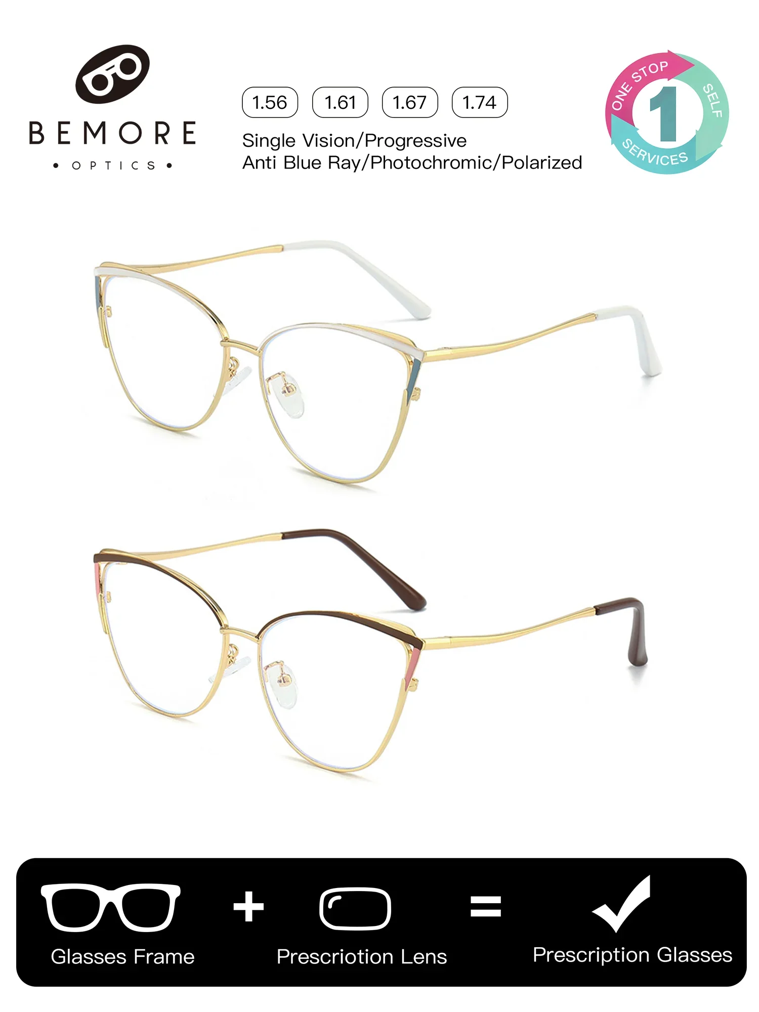 BEMORE Metal Alloy Cat Eye Prescription Glasses Women Blue Light Blocking Photochromic Grey Butterfly Optical Eyewear
BEMORE Metal Alloy Cat Eye Prescription Glasses Women Blue Light Blocking Photochromic Grey Butterfly Optical Eyewear