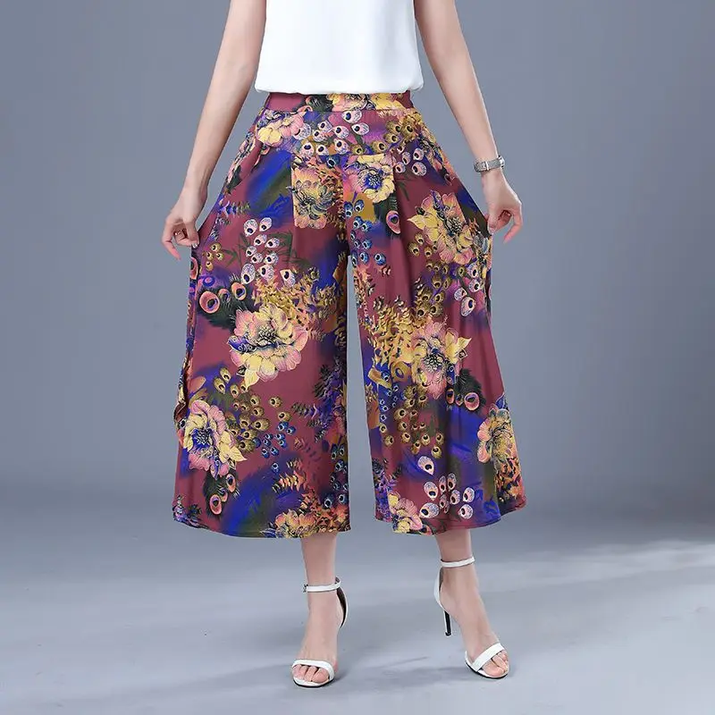 Summer Office Lady Printing Elastic Waist Wide Leg Women Clothing Fashion Floral Loose High Waist Pants Ladies Korean
Summer Office Lady Printing Elastic Waist Wide Leg Women Clothing Fashion Floral Loose High Waist Pants Ladies Korean