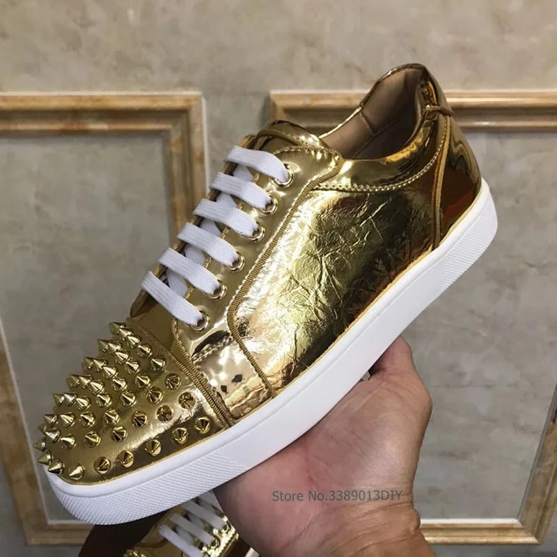Spiked Shoes Silver Studded Sneakers Man Round Toe Rivet Gold Sequined Flat Shoes for Man Slip On Party Shoes Male
Spiked Shoes Silver Studded Sneakers Man Round Toe Rivet Gold Sequined Flat Shoes for Man Slip On Party Shoes Male