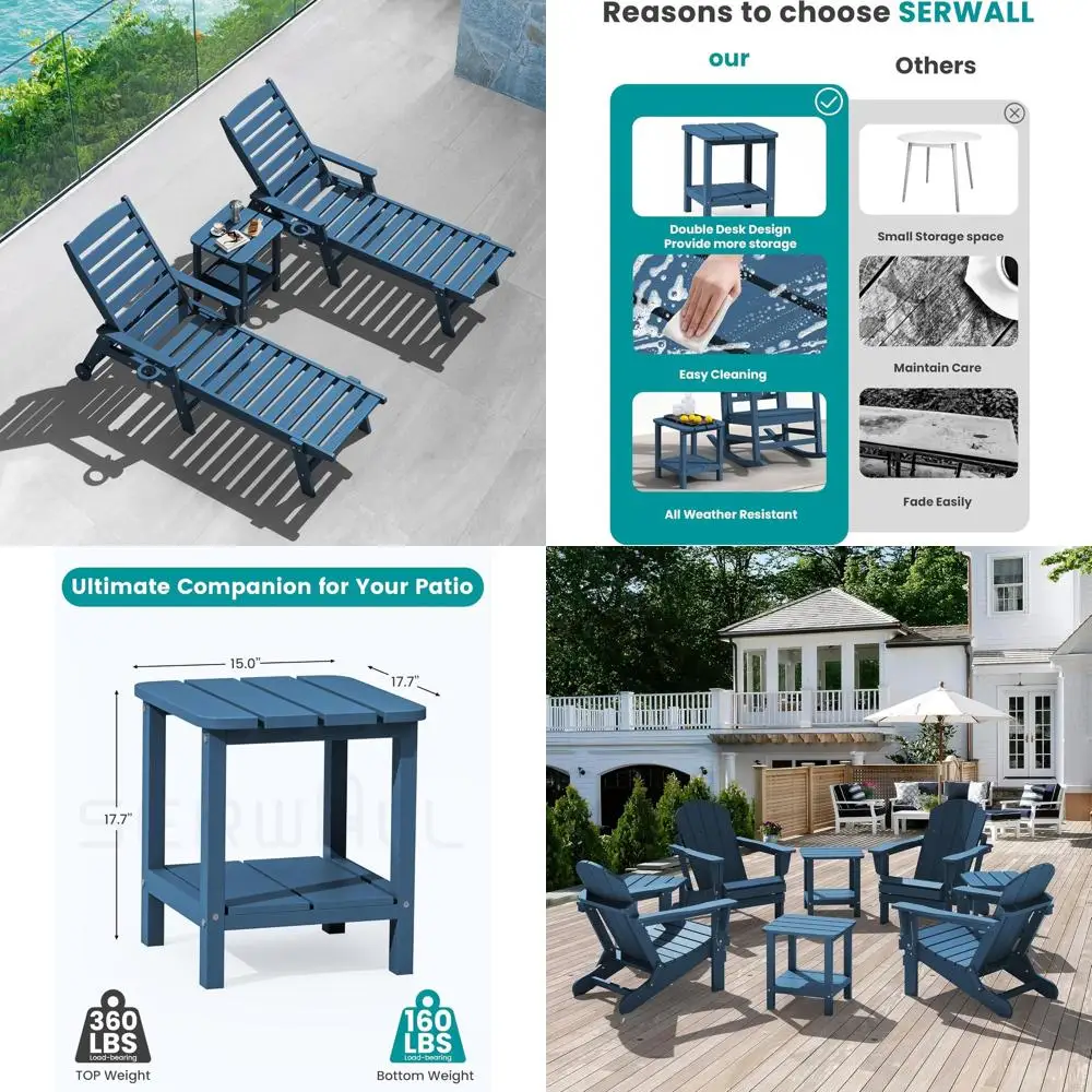 Синий уличный приставной столик Adirondack
Синий уличный приставной столик Adirondack