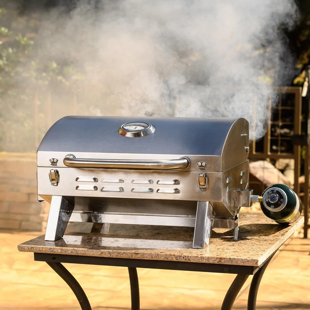 Portable Propane Gas Grill with Folding Legs,Chrome-Coated Warming Rack and 288 Cooking Square Inches in Stainless Steel,Model
Portable Propane Gas Grill with Folding Legs,Chrome-Coated Warming Rack and 288 Cooking Square Inches in Stainless Steel,Model