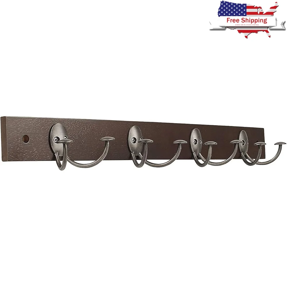 Durable Walnut Wall Mount Coat Rack with Nickel Hooks Organizing Keys Coats Entryway Storage Solution
Durable Walnut Wall Mount Coat Rack with Nickel Hooks Organizing Keys Coats Entryway Storage Solution