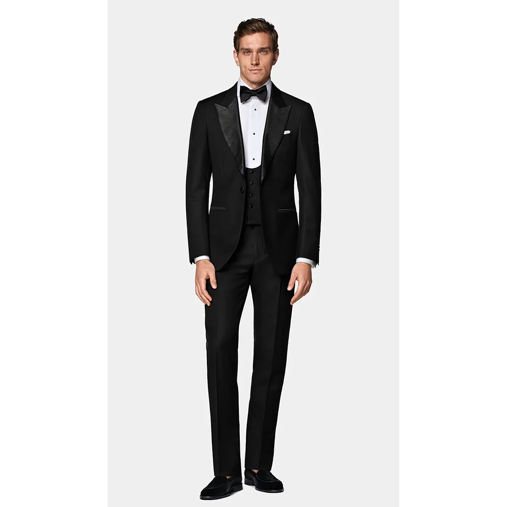 Black Men Suits 3 Piece Fashion Peak Lapel One Button Male Suit Slim (Blazer+Vest+Pants) Elegant Prom Party Wedding Tuxedo
Black Men Suits 3 Piece Fashion Peak Lapel One Button Male Suit Slim (Blazer+Vest+Pants) Elegant Prom Party Wedding Tuxedo