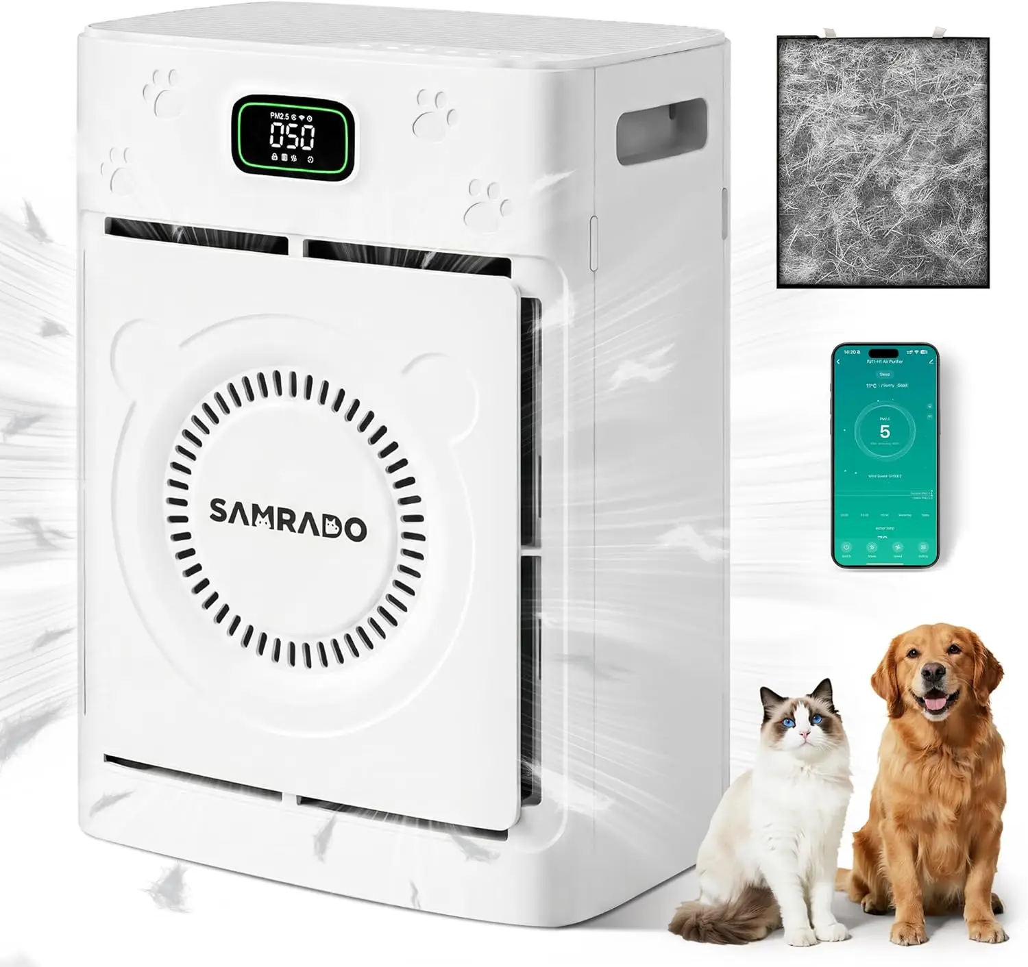 Smart Pet Hair Air Purifier for Large Rooms, H13 HEPA Filter, WiFi Control, Washable Mesh
Smart Pet Hair Air Purifier for Large Rooms, H13 HEPA Filter, WiFi Control, Washable Mesh