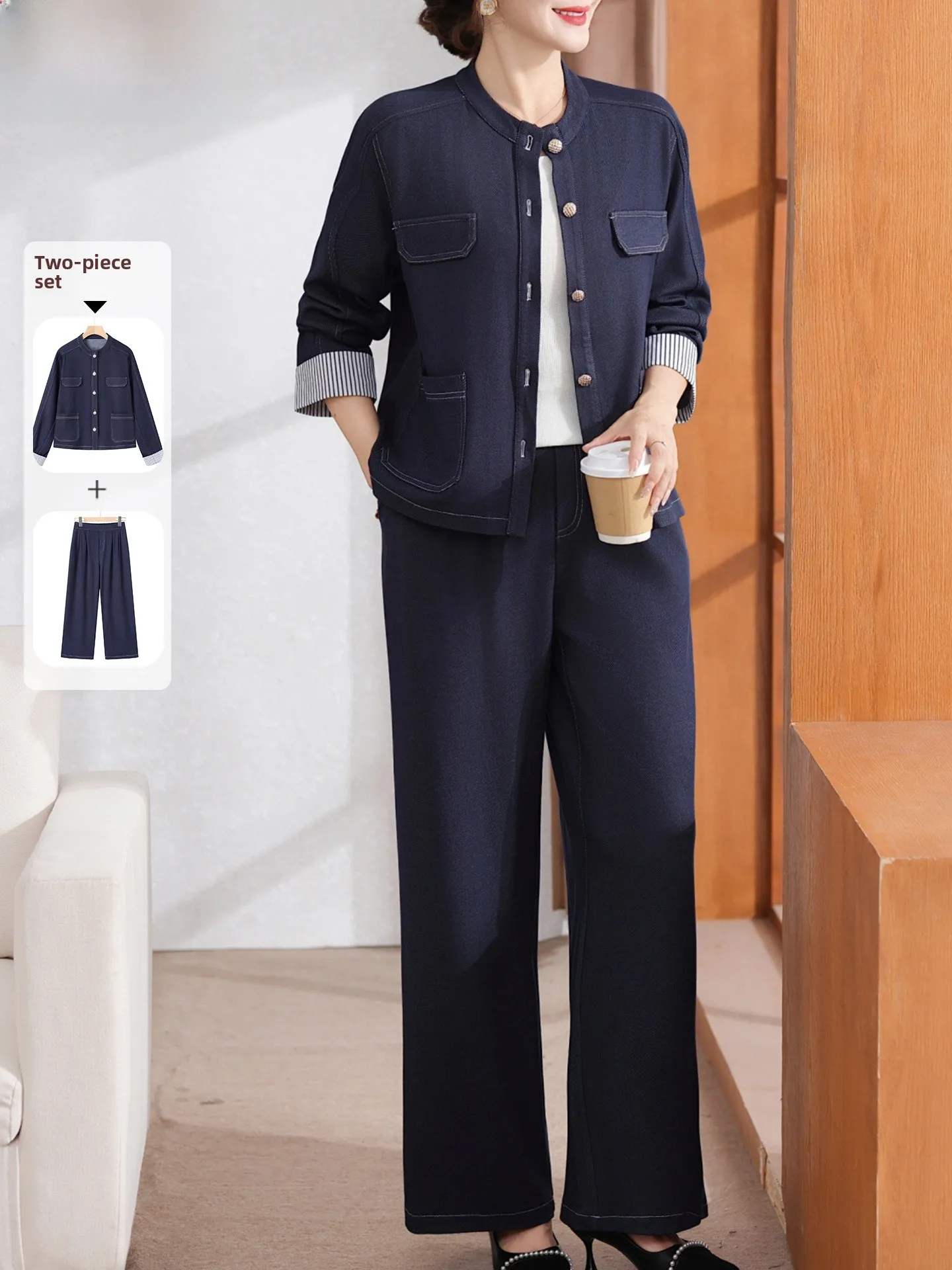 Casual Denim Jaet And Top Set for Middle-Aged Mothers Autumn Wear Anti-Aging Lightweight Polyester Fiber round Ne Button ...
Casual Denim Jaet And Top Set for Middle-Aged Mothers Autumn Wear Anti-Aging Lightweight Polyester Fiber round Ne Button ...